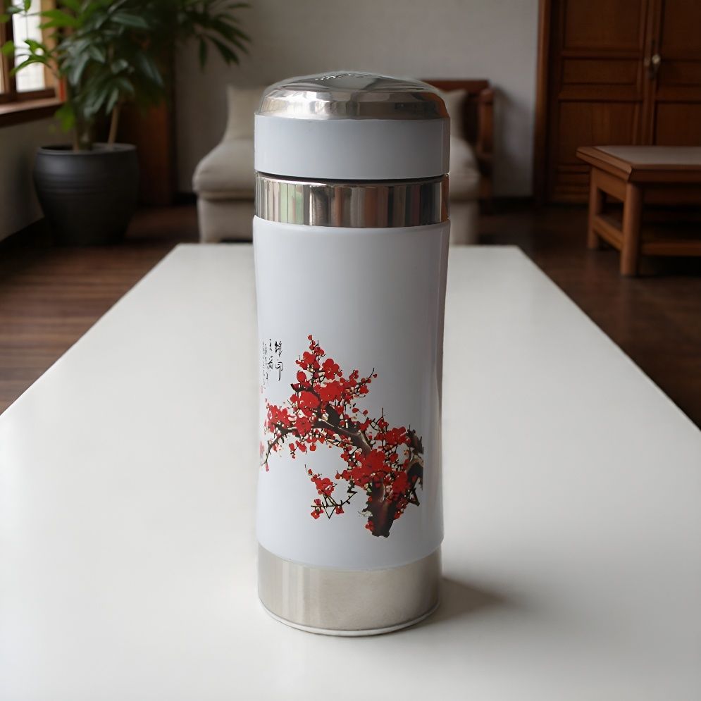 中华麦饭石杯中式梅花保温杯不锈钢便携水杯高级感奢华文艺杯