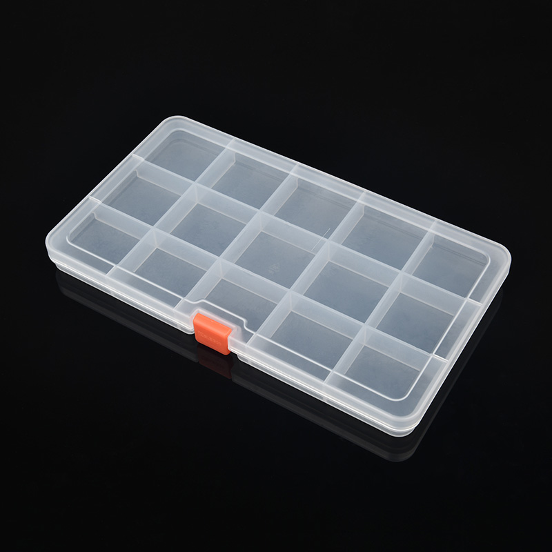 透明15格塑料盒长方形分格零件盒