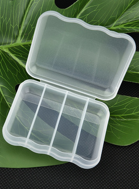 四格海绵耳塞盒 71x61x18 透明PP塑料盒小工具收纳盒硅胶套包装盒