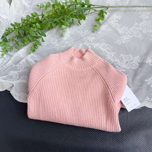 设计部落童装 冬季厚实女童毛衣 百搭半高领中大童百搭毛衣