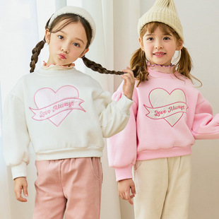 100-140码 贝贝祖秋冬季加绒女童卫衣  灯笼袖洋气小女孩套头衫