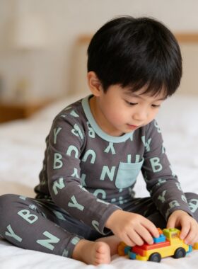 棉.沐之晞子印儿童韩版秋衣秋裤舒绒纯棉小童无骨痕棉毛衫家居服