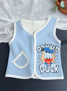 80-100码 蓝色卡通可爱幼儿马甲 宝宝开春上衣 软糯百搭实用童装