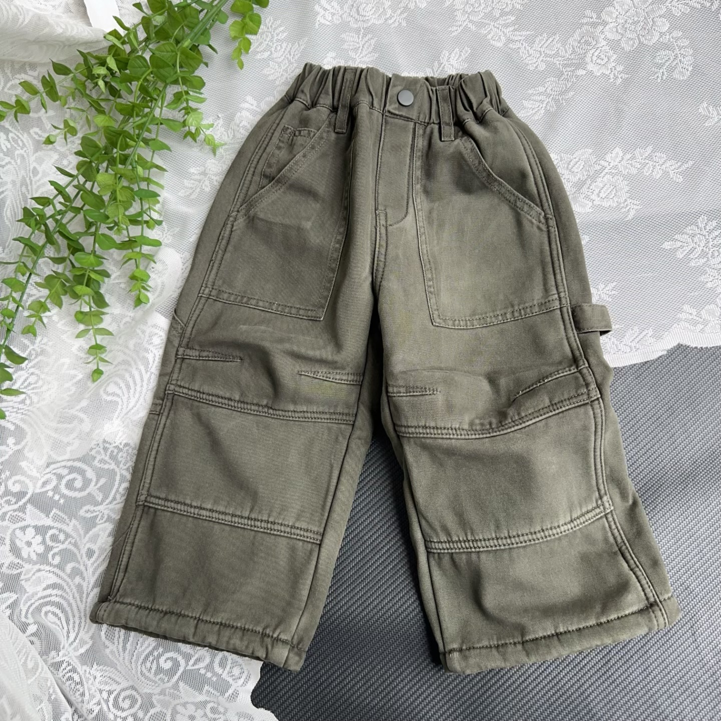 （软牛仔）爱木橦儿童加绒牛仔裤秋冬款宝宝冬季加厚儿童冬装裤子