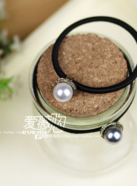 韩国进口小香风简约百搭小号珍珠发绳发圈橡皮筋马尾头饰皮筋可换