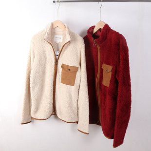 外贸女装毛毛衣女款加绒立领卫衣休闲保暖拉链衫外套口袋款加大码