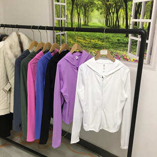 巨好看~外贸春夏女装瑜伽服连帽开衫女款跑步运动弹力卫衣外套