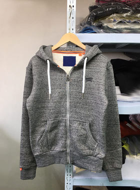春秋款加绒休闲男装连帽开衫