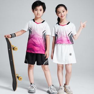 儿童羽毛球服男童网球服运动服女童短袖 夏速干小学生乒乓球服印字
