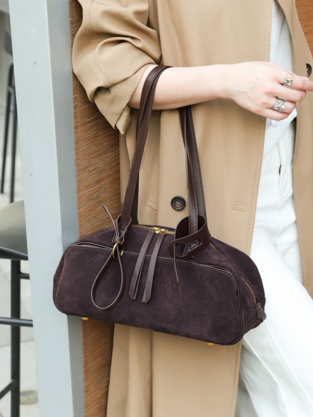 真皮女包磨砂牛皮高级感轻奢波士顿包慵懒风韩国小众腋下单肩包