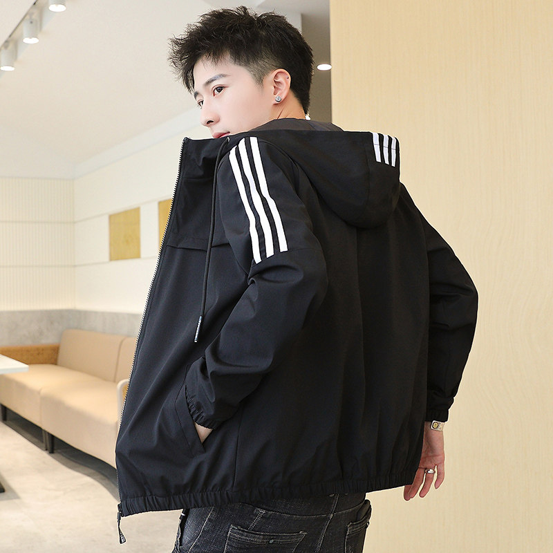 主推男士三条杠连帽春秋潮流休闲夹克男外套 JK890-P28青年图片
