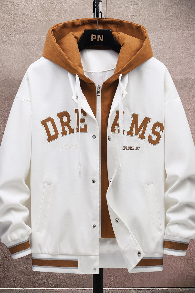 新款假两件男士夹克外套港风韩版百搭棒球服宽松连帽外套231-P60,商品下架区,星座1403B