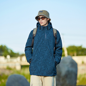 秋季情侣款冲锋衣印花迷彩防风放水户外运动夹克外套男6268M-P45图片