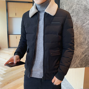 冬季男士羊羔绒翻领棉衣短款外套修身羽绒棉服加厚棉衣827-P65