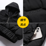 新款棉衣男潮牌棉服学生棉袄两条杠青年连帽棉衣9901-P55，男装棉衣，星座1403B