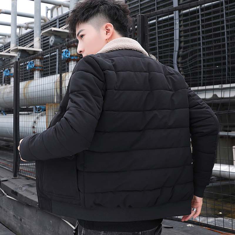 冬季男士羊羔绒翻领棉衣短款外套修身羽绒棉服加厚棉衣827-P65,男装棉衣,星座1403B