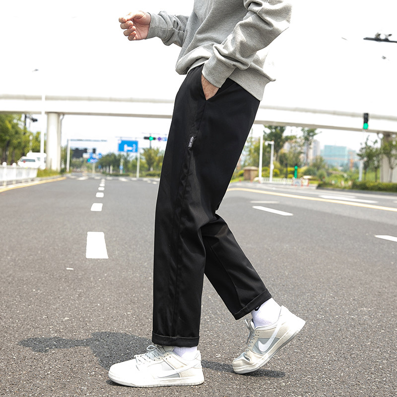 2023秋季新款男士休闲韩版宽松潮流松紧腰直筒裤百搭裤子K017-P25图片