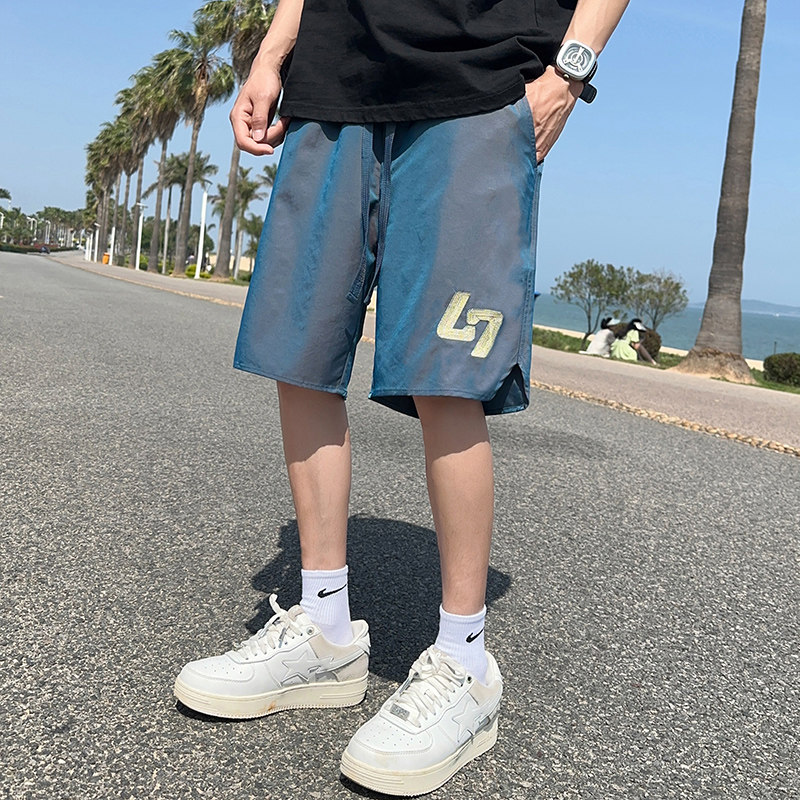 夏季薄款潮流男士青年沙滩裤网红ins休闲刺绣短裤松紧腰DK101-P23,男装休闲裤,星座1403B