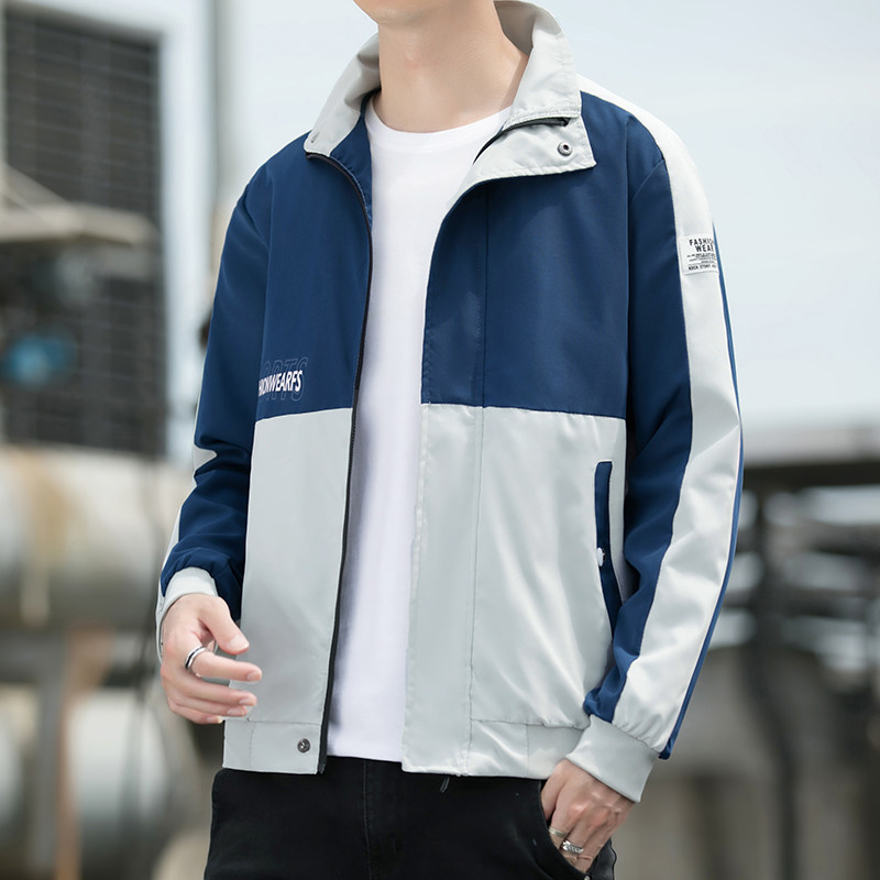 男士春秋拼接外套休闲上衣宽松百搭工装休闲夹克JK609-P28,男装夹克,星座1403B