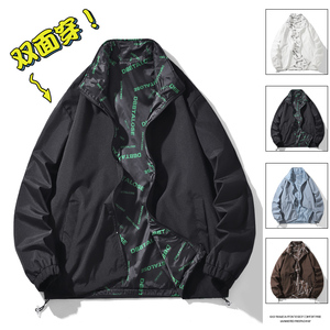 双面穿休闲男士印花夹克外套韩版宽松立领春秋上衣印花8106-P40图片