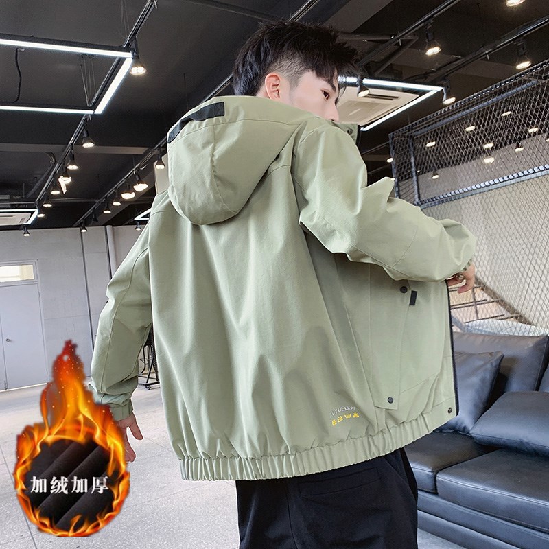 冬季新款男士字母刺绣连帽休闲夹克外套JK802-1-P50大码元,男装夹克,星座1403B