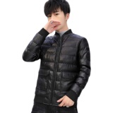 冬季男士棉衣短款外套修身羽绒棉服棒球领加厚PU皮棉衣826-P75，男装棉衣，星座1403B
