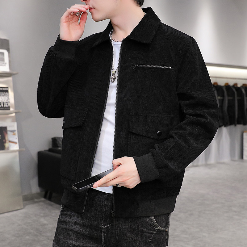 秋冬男士休闲夹克外套韩版潮流港风灯芯绒衣服中青年翻领871-P55，男装夹克，星座1403B