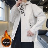 冬季新款男士字母刺绣连帽休闲夹克外套JK802-1-P50大码元，男装夹克，星座1403B