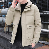 冬季男士外套毛领棉衣修身潮流保暖休闲棉服翻领短款棉袄828-P70，男装棉衣，星座1403B