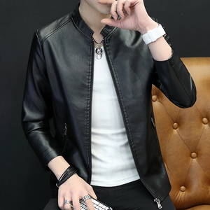 主推新款高品质男士韩版修身皮衣男皮夹克潮M-5XL1640-P55图片