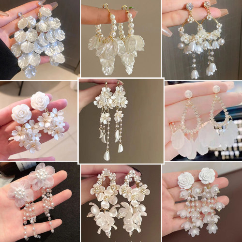 思慕琦气质合金女电镀花朵耳环