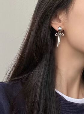 思慕琦气质合金女电镀蝴蝶结耳环