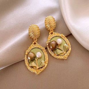 莫奈花园珍珠耳环女轻奢高级感独特耳钉2024新款 气质复古耳饰 爆款
