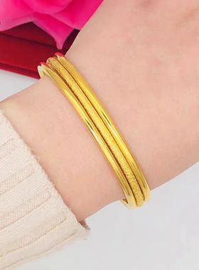 三生三世沙金仿金磨砂粗线圈手镯