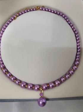 思慕琦水钻仿珍珠圆珠链女项链