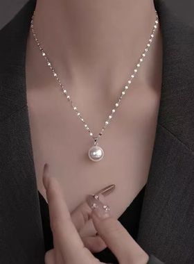 思慕琦仿珍珠钛钢十字链女项链