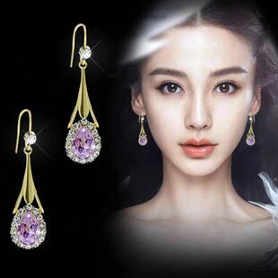 S925耳环气质水晶之恋圆脸网红耳饰潮瘦脸女时尚耳坠新款2021年