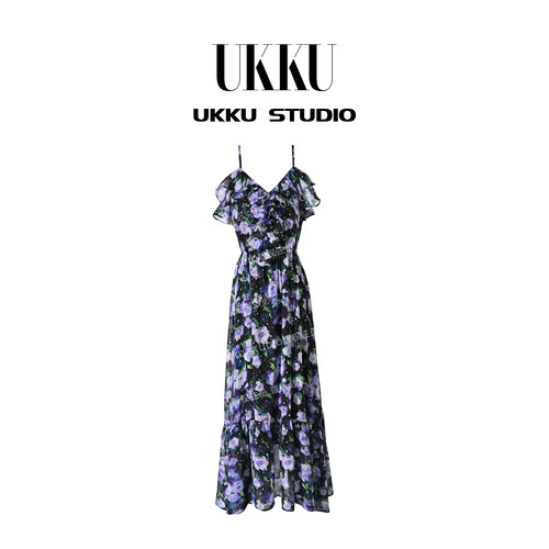 34【UKKU STUDIO】【满天星】气质法式浪漫碎花玫瑰连衣裙915938