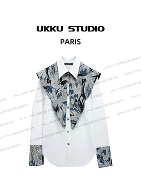 【UKKUSTUDIO】春风得意纤维棉衬衫万针刺绣新中式云肩套装613397