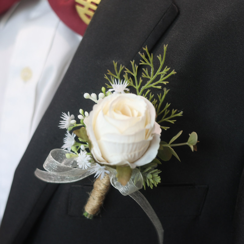 【伴郎伴娘专属】婚礼胸花森系仿真花小清新简约款胸针别针定制名