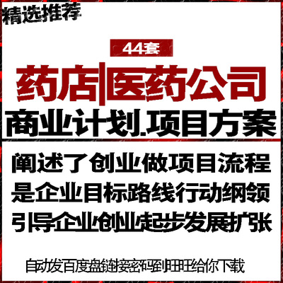 药店药房医药公司项目投融资商业创业计划策划书可行性报告方案