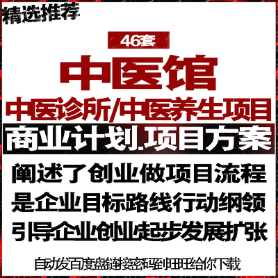 中医馆医院诊所中医养生馆会所投融资商业创业计划策划书报告方案