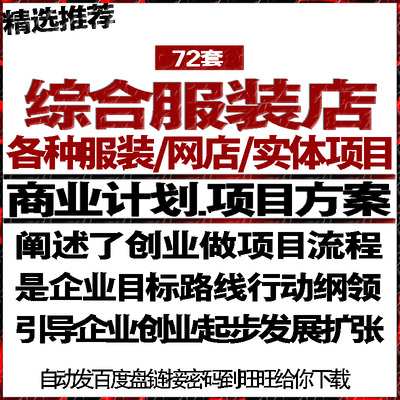 综合服装店各种服装网店实体项目投融资商创业计划策划书报告方案