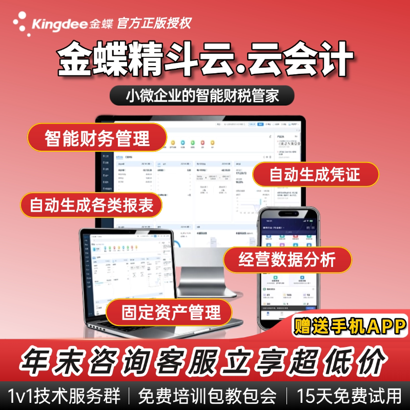 金蝶精斗云会计财务软件小企业做账软件代账软件出纳发票报表工资
