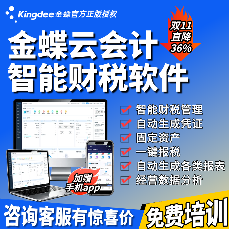 金蝶精斗云云会计财务软件做账出纳记账报税报表自动发票管理erp
