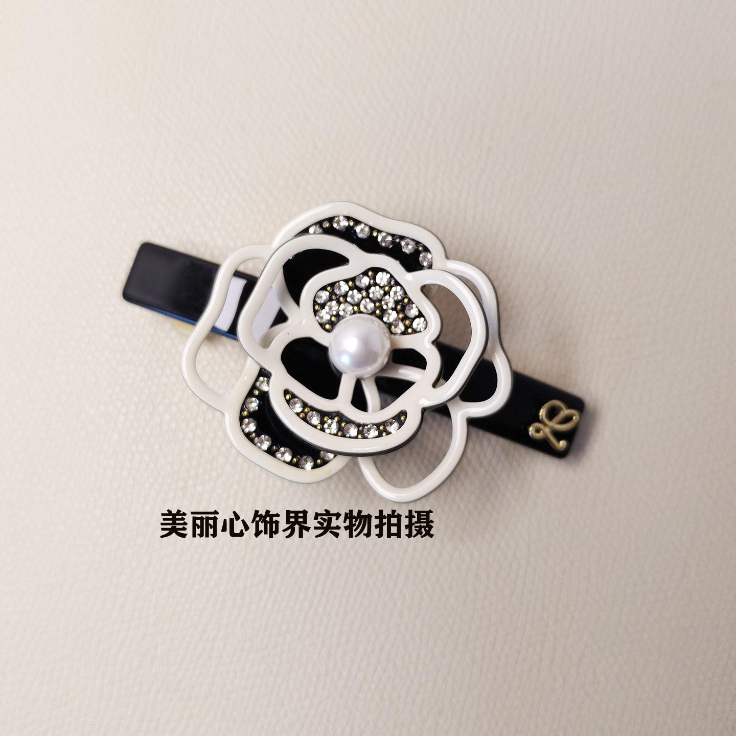 高级感法式醋酸经典镂空花朵镶钻发夹玫瑰花朵侧边夹顶夹弹簧夹