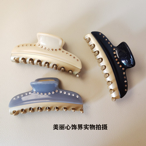 亚历山大同款旺多姆抓夹 10.5cm超大号醋酸板材镶捷克钻发饰发夹