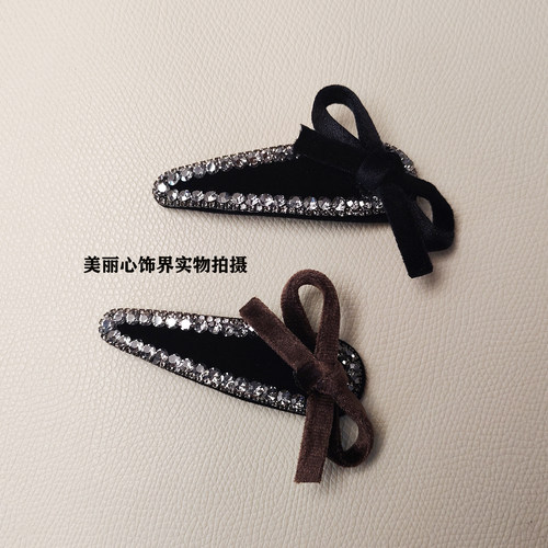 轻奢重工水滴蝴蝶结满钻刘海夹