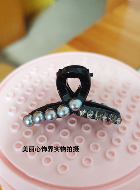 灰色珍珠水钻小抓夹女2025新款高级感发夹前额刘海夹侧边夹子发饰