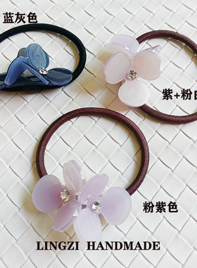 欧美优雅小巧可爱迷你花朵发绳头饰皮筋小香风日系粉色扎头绳灰色